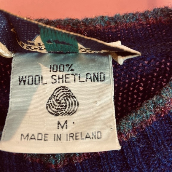 Woodward Collection Argyle Knitted Wool Sweater Outdoors Made In Ireland Vintage - Picture 5 of 8